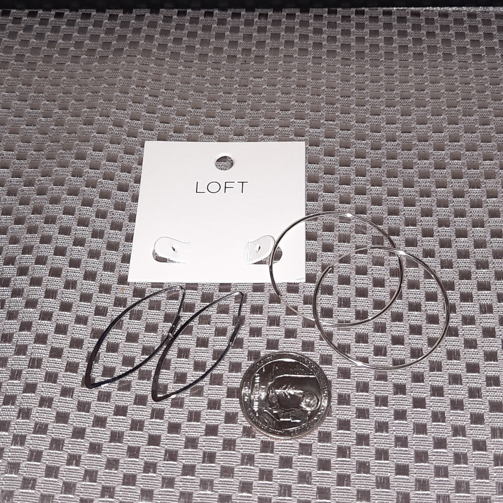 2 pair bundle of LOFT silvertone earrings